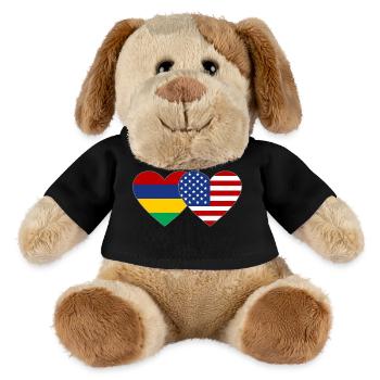 Mauritius USA Flag Heart - MiniFeet® Dog Helge - black - Front