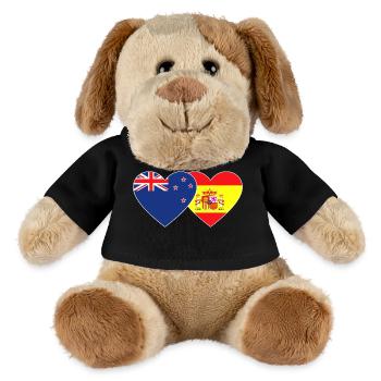New Zealand Spain Flag Heart - MiniFeet® Dog Helge - black - Front