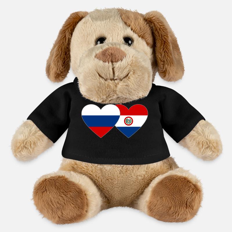 Russie Paraguay Drapeau du Cœur - Chien en peluche Helge MiniFeet® - noir
