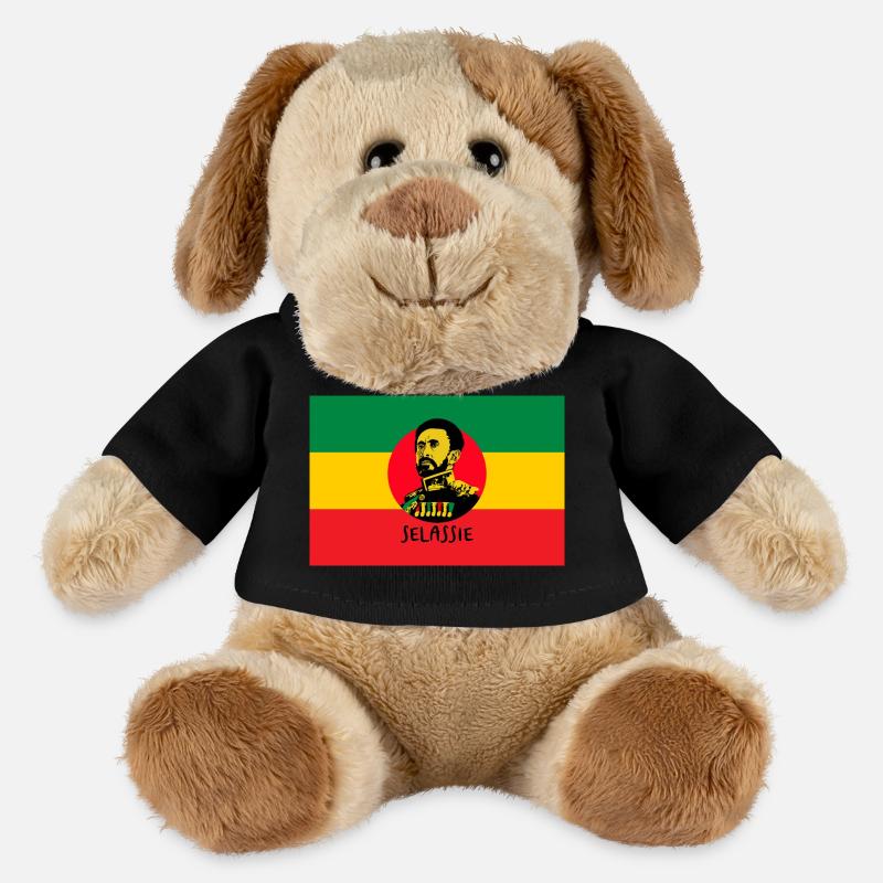 DRAPEAU REGGAE - HAILÉ SÉLASSIÉ - JAH RASTAFARI - Chien en peluche Helge MiniFeet® - noir