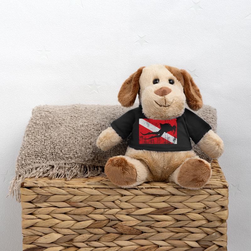 Silhouette de ski grunge sur drapeau diagonal Chien en peluche Helge MiniFeet®