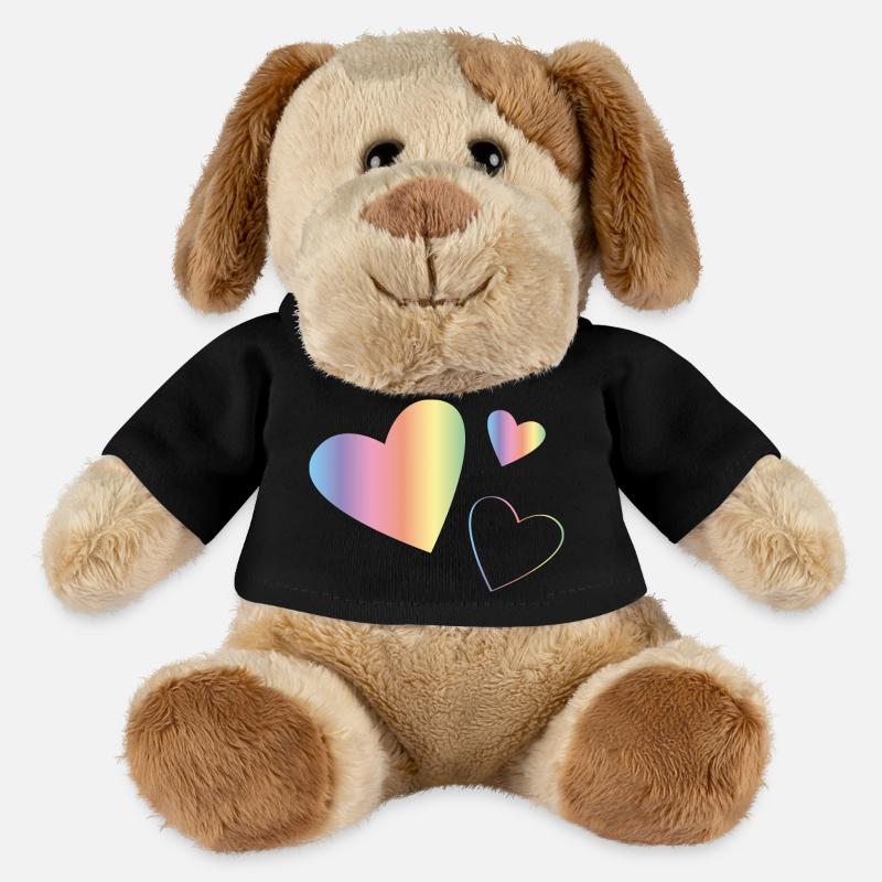 Cœurs arc-en-ciel - Chien en peluche Helge MiniFeet® - noir