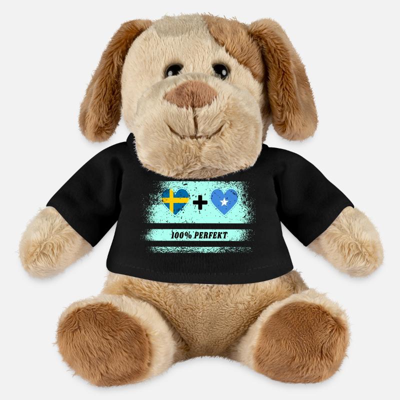 Somalia und Schweden 100% perfekt / Geschenk - MiniFeet® Hund Helge - Schwarz