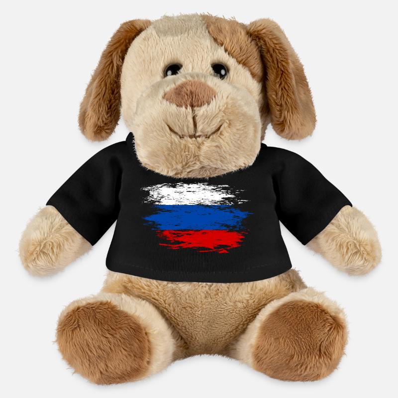 Drapeau russe utilisé - Chien en peluche Helge MiniFeet® - noir