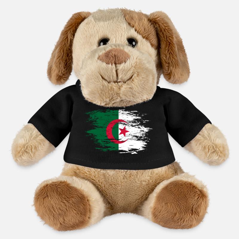 Drapeau de l’Algérie utilisé - Chien en peluche Helge MiniFeet® - noir