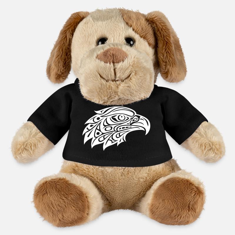 Art tribal de tête d’aigle - Chien en peluche Helge MiniFeet® - noir