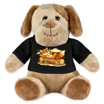 Chill fox in wooden trunk with sunglasses - MiniFeet® Dog Helge - black - Front