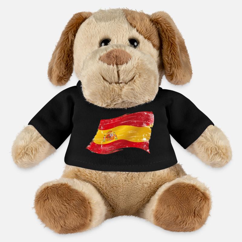 Bandera España ✅ Drapeau ✔ espagnol - Chien en peluche Helge MiniFeet® - noir