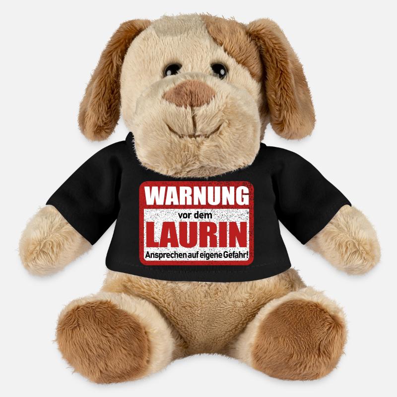 Laurin Name Lustiges Warnschild - MiniFeet® Hund Helge - Schwarz