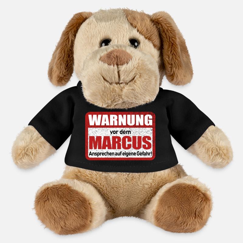 Marcus Name Lustiges Warnschild - MiniFeet® Hund Helge - Schwarz