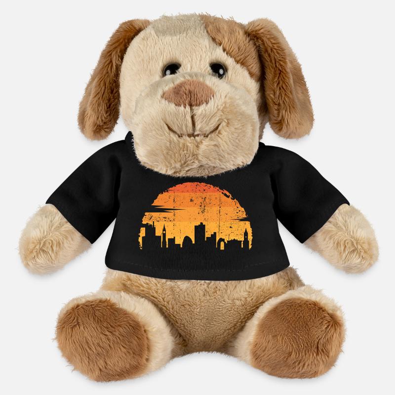 Silhouette de la ville du coucher de soleil - Chien en peluche Helge MiniFeet® - noir