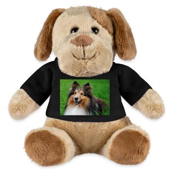 Happy Sheltie mi shamrock on the head, cute - MiniFeet® Dog Helge - black - Front