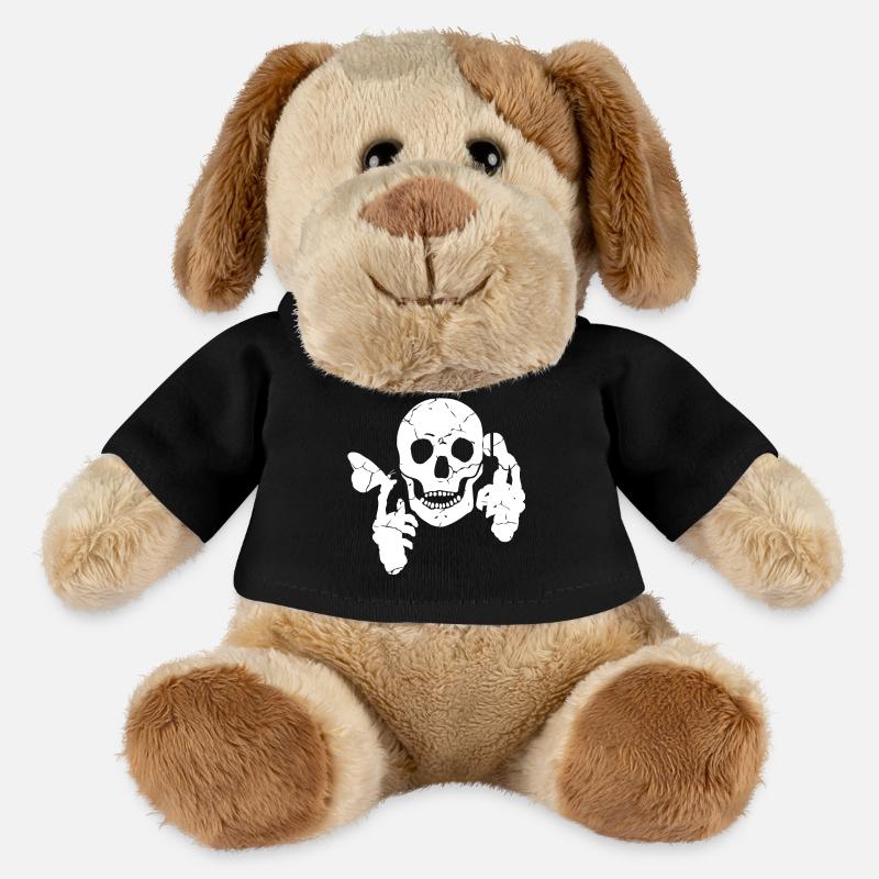 Totenkopf mit Schmetterling und Telefon - MiniFeet® Hund Helge - Schwarz