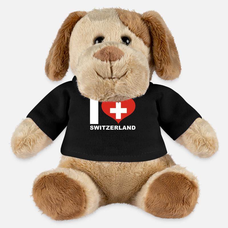 Ich liebe Schweiz Herz Flagge Schweiz - MiniFeet® Hund Helge - Schwarz