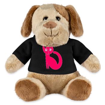 Cute cat, funny cat, original, naïve, pink - MiniFeet® Dog Helge - black - Front
