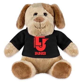Logo rétro grand rouge 2026 - Chien en peluche Helge MiniFeet® - noir - Devant
