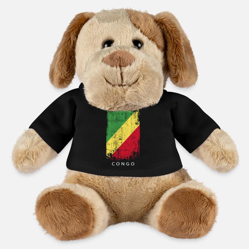 Souvenir avec le drapeau du Congo - Chien en peluche Helge MiniFeet® - noir