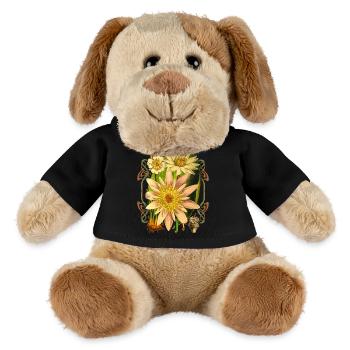 Vintage botanische Seerose, Lotusblüte - MiniFeet® Hund Helge - Schwarz - Vorne