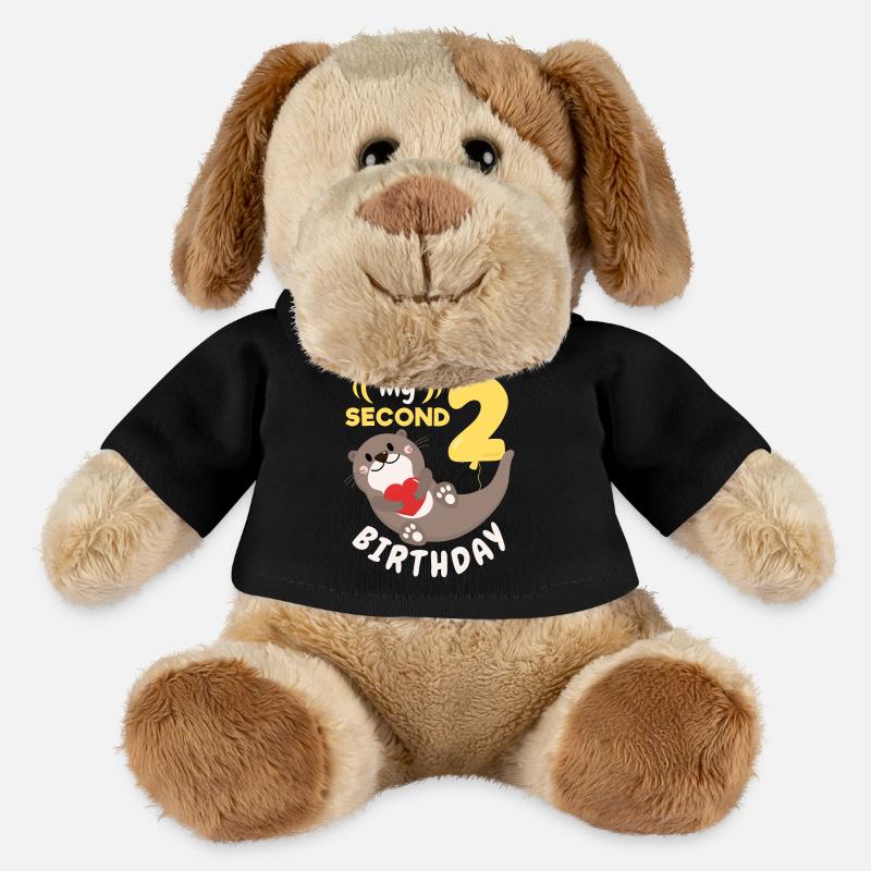 2-årsdag, 2 år gammal, Kawaii Otter, säger - MiniFeet® hund Helge - svart