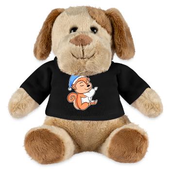 Écureuil avec oreiller et bonnet somnolent - Chien en peluche Helge MiniFeet® - noir - Devant