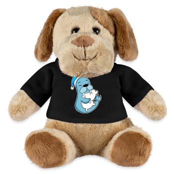 Lion de mer avec oreiller et bonnet somnolent - Chien en peluche Helge MiniFeet® - noir - Devant