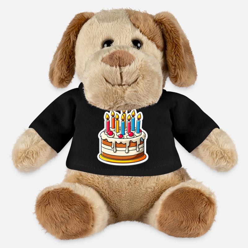 Bunter Geburtstagskuchen mit Kerzen - MiniFeet® Hund Helge - Schwarz