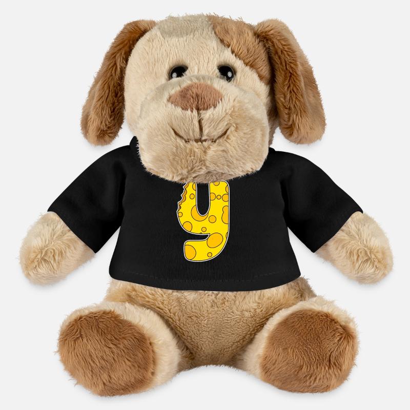 Buchstabe Y - Anfangsbuchstabe Y - Käse Motiv - MiniFeet® Hund Helge - Schwarz