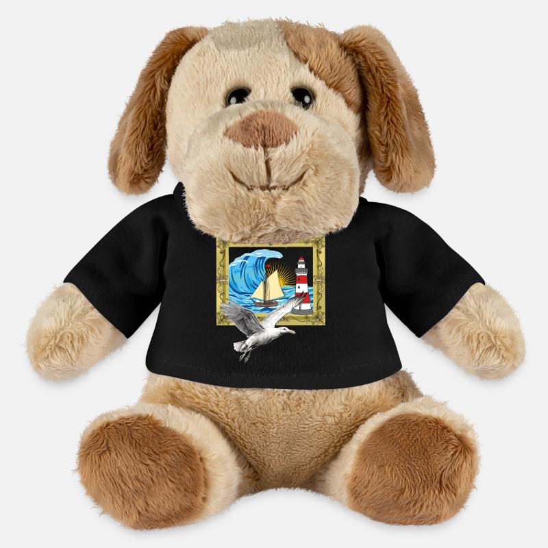 Möwe maritim Möwen Seevögel Leuchtturm - MiniFeet® Hund Helge - Schwarz