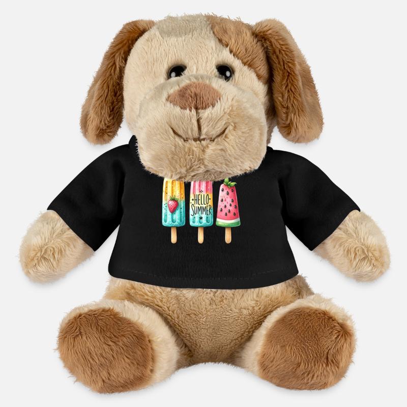 Hello Summer. Fröhliches Eis am Stiel Design, Eis, - MiniFeet® Hund Helge - Schwarz