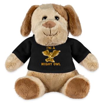 Ich bin eine Nachteule, ein nächtlicher Liebhaber von Raubtiervögeln - MiniFeet® Hund Helge - Schwarz - Vorne