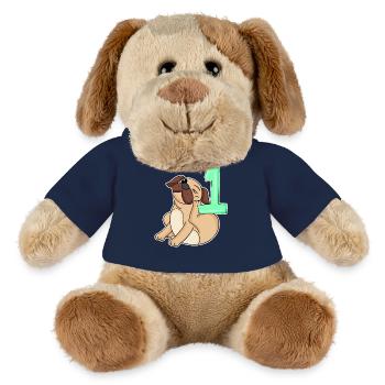 Zahl 1 Nummer Eins - Mops Hund Motiv - MiniFeet® Hund Helge - French Navy - Vorne
