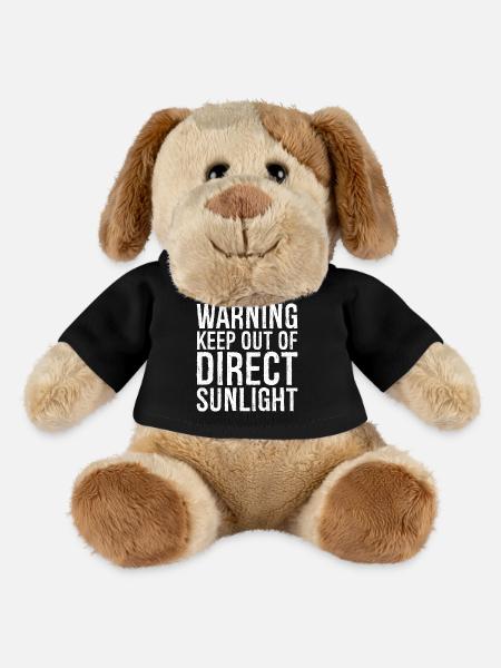 warning keep out of direct sunlight funny - MiniFeet® Dog Helge - black