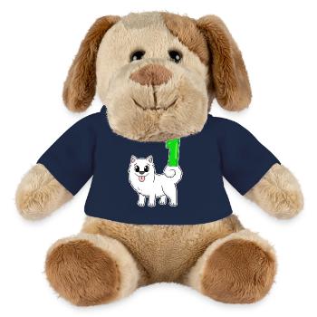 Zahl 1 Nummer Eins - Samojede Hund Motiv - MiniFeet® Hund Helge - French Navy - Vorne
