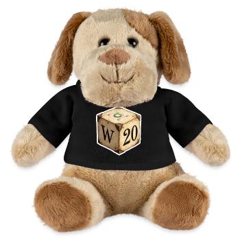 Antiker W6 Würfel mit W20 – Fantasy Cartoon - MiniFeet® Hund Helge - Schwarz - Vorne