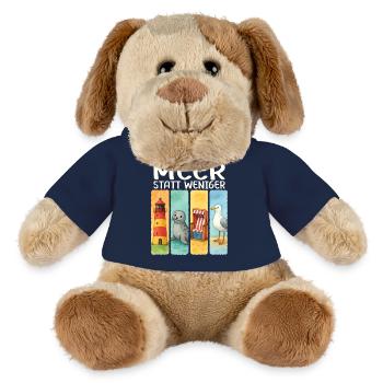 Phare de Moin, chaise de plage avec phoques, côte des mouettes - Chien en peluche Helge MiniFeet® - bleu marine - Devant