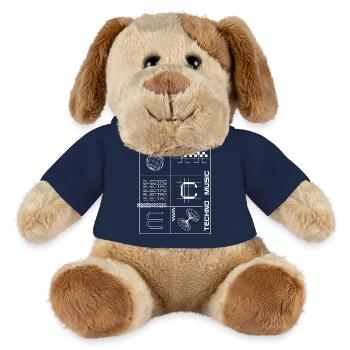 Geometric Elecotro Tech Grid Retro poster - MiniFeet® Dog Helge - french navy - Front