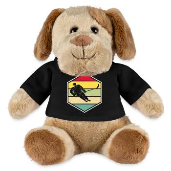 Eishockey Hockey Eishockeyspieler Geschenk  - MiniFeet® Hund Helge - Schwarz - Vorne