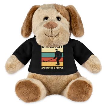 Hockey Eishockey Eishockeyspieler Geschenk - MiniFeet® Hund Helge - Schwarz - Vorne