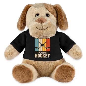 Hockey Eishockey Eishockeyspieler Geschenk - MiniFeet® Hund Helge - Schwarz - Vorne