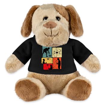 Drohnen fliegen Spruch Geschenkidee - MiniFeet® Hund Helge - Schwarz - Vorne