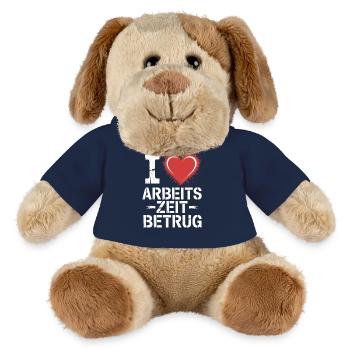 J’aime Temps de travail Fraude Pas de crime Bureau de l’emploi - Chien en peluche Helge MiniFeet® - bleu marine - Devant