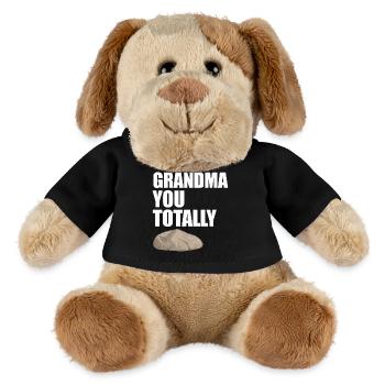 Mamie, tu déchires vraiment ton design de jeux de mots drôles - Chien en peluche Helge MiniFeet® - noir - Devant