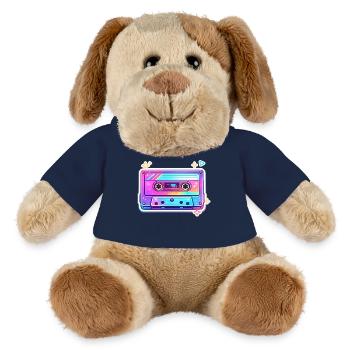 Neon Regenbogen Kassette Sticker - MiniFeet® Hund Helge - French Navy - Vorne