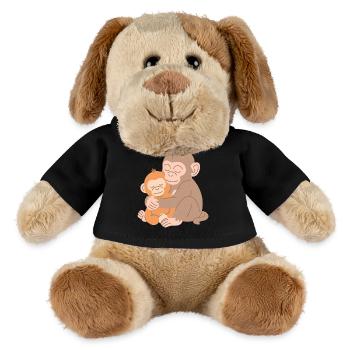 Étreinte entre singe et bébé - Chien en peluche Helge MiniFeet® - noir - Devant