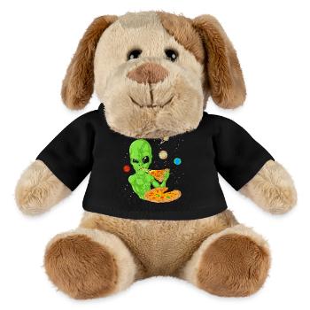Alien Pizza Space Shirt - Chien en peluche Helge MiniFeet® - noir - Devant