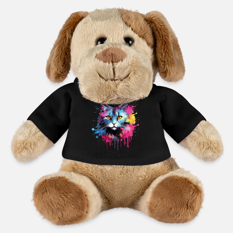 Visage de chat américain à queue courte avec des éclaboussures colorées - Chien en peluche Helge MiniFeet® - noir