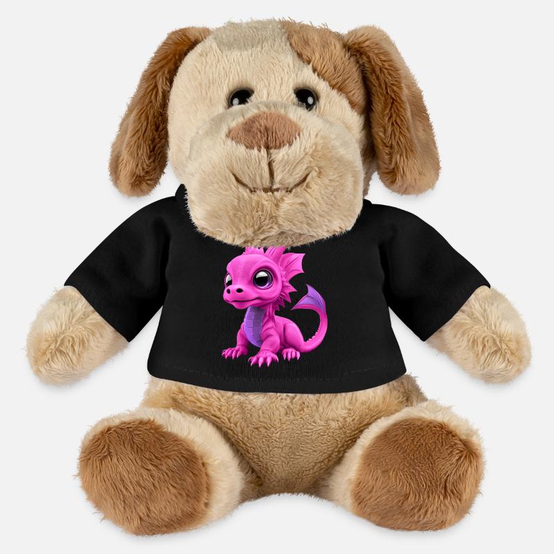 Bébé Dragon Rose | Mignon bébé dragon rose - Chien en peluche Helge MiniFeet® - noir