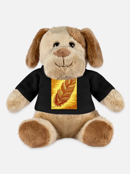a feather with intricate patterns and colors - MiniFeet® Dog Helge - black