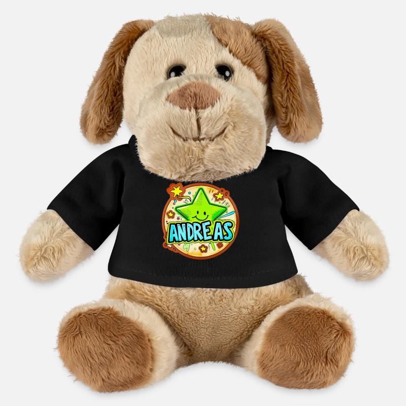 Name Andreas mit Stern - MiniFeet® Hund Helge - Schwarz