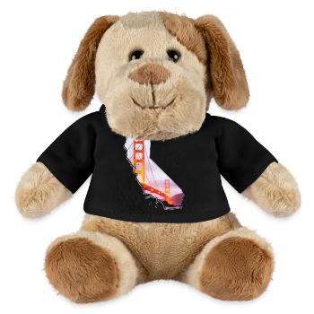 Golden Gate Bridge sur la carte de la Californie - Chien en peluche Helge MiniFeet® - noir - Devant